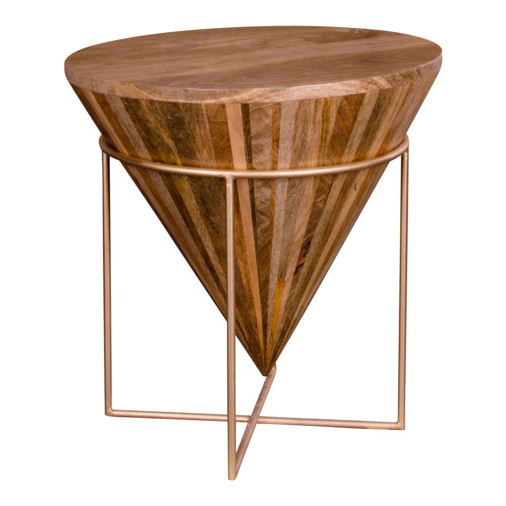 Hapur – Couchtisch aus Mangoholz und Stahl, natur, Ø40x43 cm